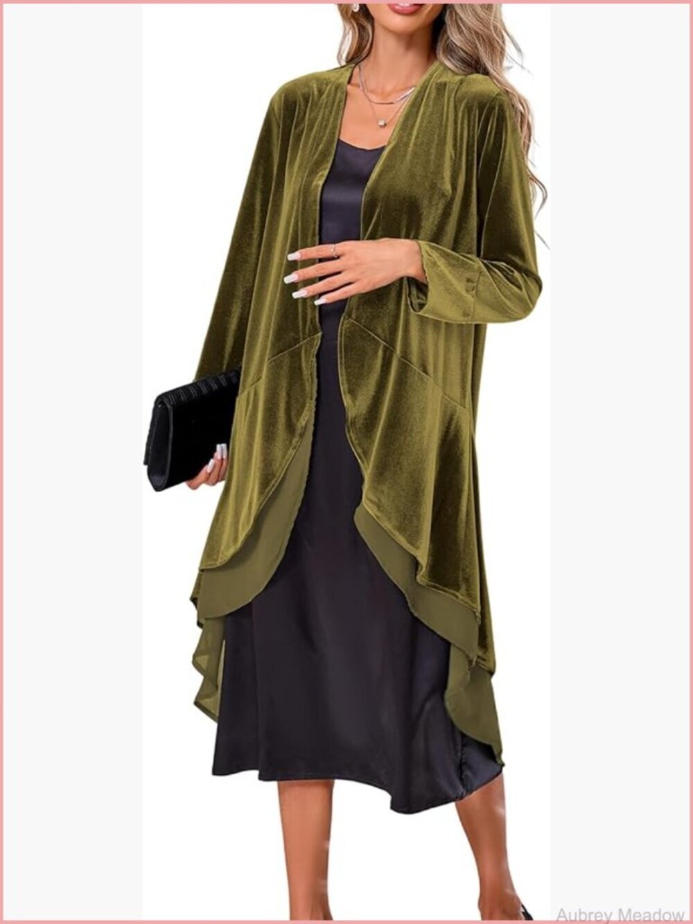 Velvet Long Sleeve Cardigan Coat Open Front Drape Jacket